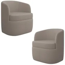 Kit 2 Poltronas Giratória Decorativa para Sala Dandara Z08 Boucle Bege