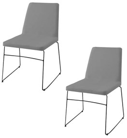 Kit 2 Cadeiras Decorativa Sala de Jantar Anne Linho Cinza G17 - Gran Belo