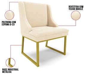 Cadeira Sala de Jantar Industrial Dourado kit 6 Liz Bouclê D03 - D'Rossi - Bege