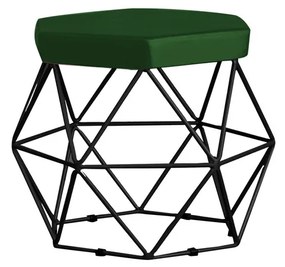 Puff Decorativo Base Preta Elsa Suede Verde G41 - Gran Belo