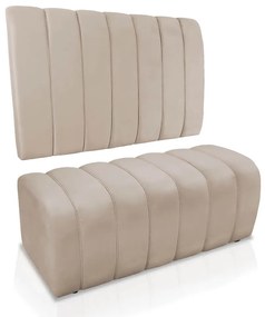Kit Calçadeira e Painel Olivia Solteiro 90 cm Bege - D'Rossi