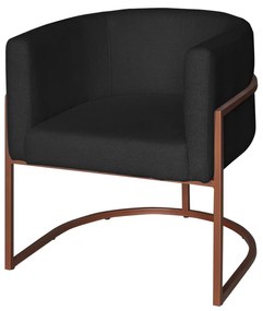 Poltrona Base Industrial Bronze Sala de Estar Lety Veludo - Preto