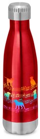 Garrafa Térmica Inox Brilhante 510 ml Cachorro Musical Arco Iris - Vermelho