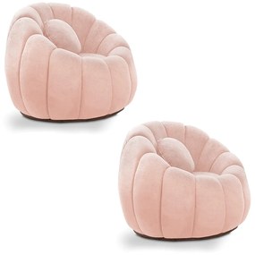 Poltrona Decorativa Orgânica para Sala Kit 2 Cloud Bouclê E03 - D'Rossi - Rose