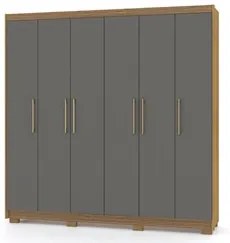 Guarda Roupa Casal 6 Portas 6 Gavetas 223cm Luko V02 Nature/Alasca - M