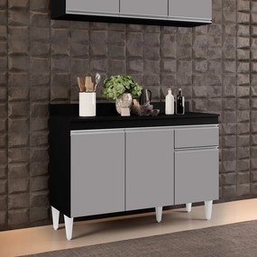 Balcão de Cozinha Lavanderia com Tampo 01 Gaveta Vick 120 cm L06 - D'Rossi - Preto e Castanho