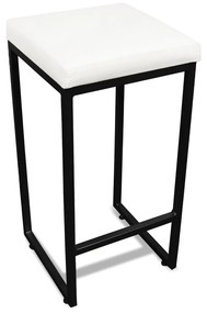 Banqueta Alta para Cozinha Industrial Nick Preto e Sintético D03 - D'Rossi - Branco