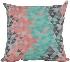 Capa almofada LYON Veludo estampado Triangulos Rosa e Turquesa (Candy) 50x50cm