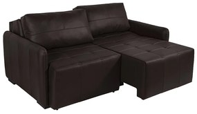 Sofá Decorativo 3 Lugares Sala de Estar 220cm Reclinável e Retrátil Kassandra Couro Marrom G34 - Gran Belo