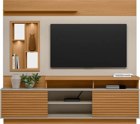 Home Decorativo Evan MDP/MDF Ripado com Nicho TV até 60 Polegadas Nature/Off White G77 - Gran Belo