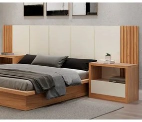 Cabeceira Casal Queen 300 x 120cm em MDF Off White/Freijó Dalla Costa TW185WJ