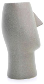 Vaso Decorativo Rosto Cinza Escuro em Cerâmica 25,5x26 cm - D'Rossi