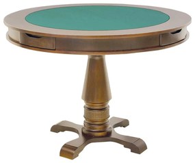 Mesa de Jogos Carteado Victoria 4 Lugares Redonda Tampo Reversível com Gavetas e Porta Copos Amêndoa G36 - Gran Belo