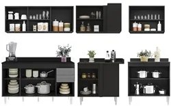 Armário de Cozinha Modulado de Canto 6 Peças CP32 Balcão com Tampo Pre