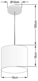 Lustre Pendente Cilíndrico Md-4046 Cúpula em Tecido 18x18cm Lilás - Bivolt