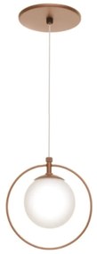 Pendente Ring Esfera Ø16X10Cm Globo Ø10Cm 01Xg9 - Old Artisan Pd-5599 (DOURADO FOSCO, FOSCO (Branco))