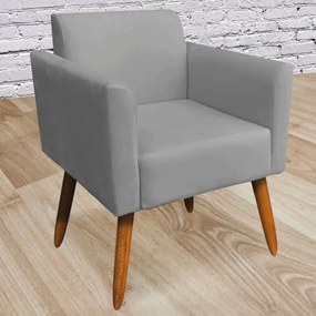 Poltrona Decorativa Isabella Pés Palito Madeira Suede Grafite G19 - Gran Belo