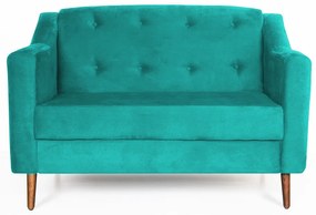 Namoradeira Bruna 1,20 m 2 Lugares Pés Palito Suede Azul Tiffany