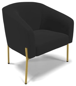Sofá Namoradeira e Poltrona Pé de Ferro Dourado Stella Veludo D03 - D'Rossi - Preto