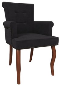 Cadeira Sala de Jantar Belford Pés Madeira Veludo Preto G48 - Gran Belo