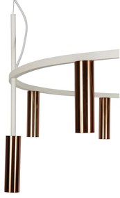 Pendente Platinum Circular Ø80X44,5Cm 9Xmr11 - Usina 16931/80 (BT / DR-P - Branco Texturizado / Dourado Polido Brilho)