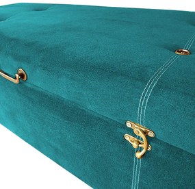 Cabeceira com Calçadeira Baú Casal Queen 160cm Caribe Suede Turquesa - Sheep Estofados - Água