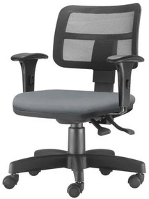 Cadeira Zip Tela Com Bracos Assento Crepe Cinza Base Rodizio Metalico Preto - 54453 Sun House