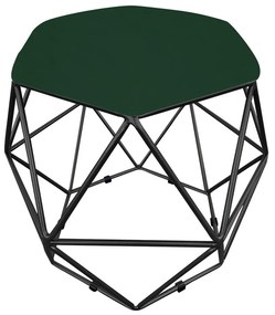 Puff Aramado Hexágono Suede Base Preto - D'Rossi - Verde