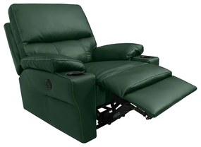 Poltrona do Papai Sala de Cinema Mia Reclinável Retrátil Power Elétrico Base Fixa Couro Verde Brilho G40 - Gran Belo
