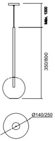 Pendente Ball Ø14X35Cm 1Xg9 Haste 20Cm / Metal E Globo Ø14Cm | Usina 1... (MR-T - Marrom Texturizado, AMBAR)
