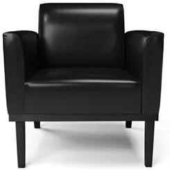 Poltrona Decorativa Base Madeira Preto Maressa Sintético PU Preto- Ibi
