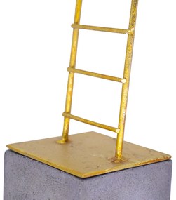 Escultura Decorativa Homem Escada Em Poliresina Preto/dourado 46,5 Cm - D'Rossi