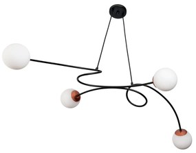 Pendente Tie 112,4X48,4X21,3Cm 4Xg9 Globo Ø12Cm - Usina 25100/120 (PT - Preto Texturizado, TRANSPARENTE)