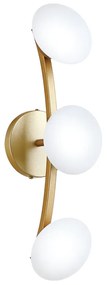 Arandela Vidro Disco 48X13X16Cm Metal E Vidro 3 X G9 |Old Artisan Ar-5... (BRANCO / COBRE BRILHO)