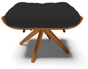 Puff Giratório Costela kit 2 Veludo Preto Base de Madeira MA30 M11 - D'Rossi