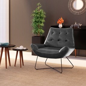 Poltrona Logan Couro Sintético Base X Metálica Industrial Preto - D'Rossi - Marrom
