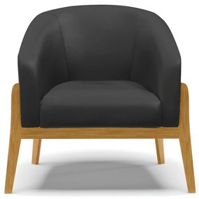 Poltrona Decorativa Base de Madeira kit 2 Stella Sintético D03 - D'Rossi - Preto