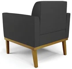 Poltrona Decorativa Base Madeira Castanho Maressa Sintético Preto - Ib
