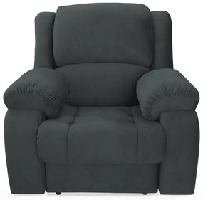 Poltrona Decorativa Magnum Reclinável Manual Suede Cinza Grafite