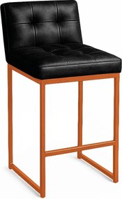 Banqueta Cozinha Alta com Encosto Industrial Bronze Lirina PU C05 - D'Rossi - Preto