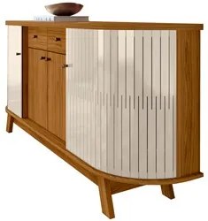 Balcão Buffet Mônica 183cm e Cristaleira Melina M01 Naturale/Off White