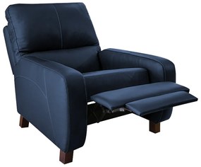Poltrona do Papai Reclinável Manual Viena Two Way Couro Azul G40 - Gran Belo