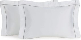 Jogo 2 Fronhas Trussardi Bambu 300 fios Girelli 50x70cm - Branco e Platino  Branco e Platino
