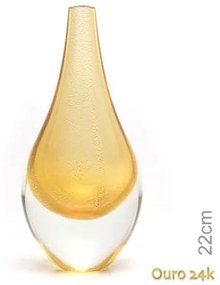 Gota Mini Média Âmbar com Ouro Murano Cristais Cadoro
