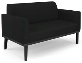 Sofá Namoradeira com 2 Poltronas Base de Madeira Fixa Preto Marisa Linho  D03 - D'Rossi - A79 Preto