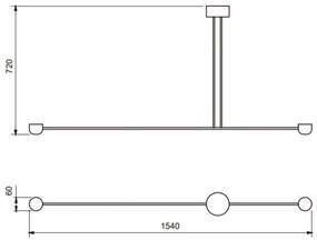 Pendente Equilibrio 72X06X154Cm 2Xled 5W 2700K Por Waldir Junior - Usi... (PT - Preto Texturizado, 110v)
