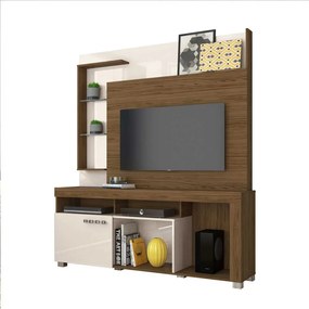 Home Theater Dedalo Prateleira em Vidro MDP até 50 Naturale/OffWhite G97 - Gran Belo