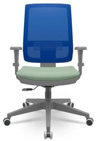 Cadeira Brizza Diretor Grafite Tela Azul Assento Vinil Verde Base RelaxPlax Piramidal - 66341 Sun House