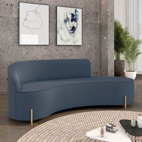 Sofá 4 Lugares Orgânico 220cm Pé Dourado Morgan Suede D03 - D'Rossi - Azul Marinho