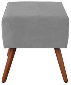 Puff Decorativo Quadrado Malu com Pés Palito Suede Cinza